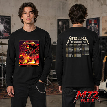 Metallica M72 World Tour June 3 2026 At Stadio Renato Dall’Ara Bologna Italy Demon Stage Artwork By Nino Cammarata Two Sided Long Sleeve