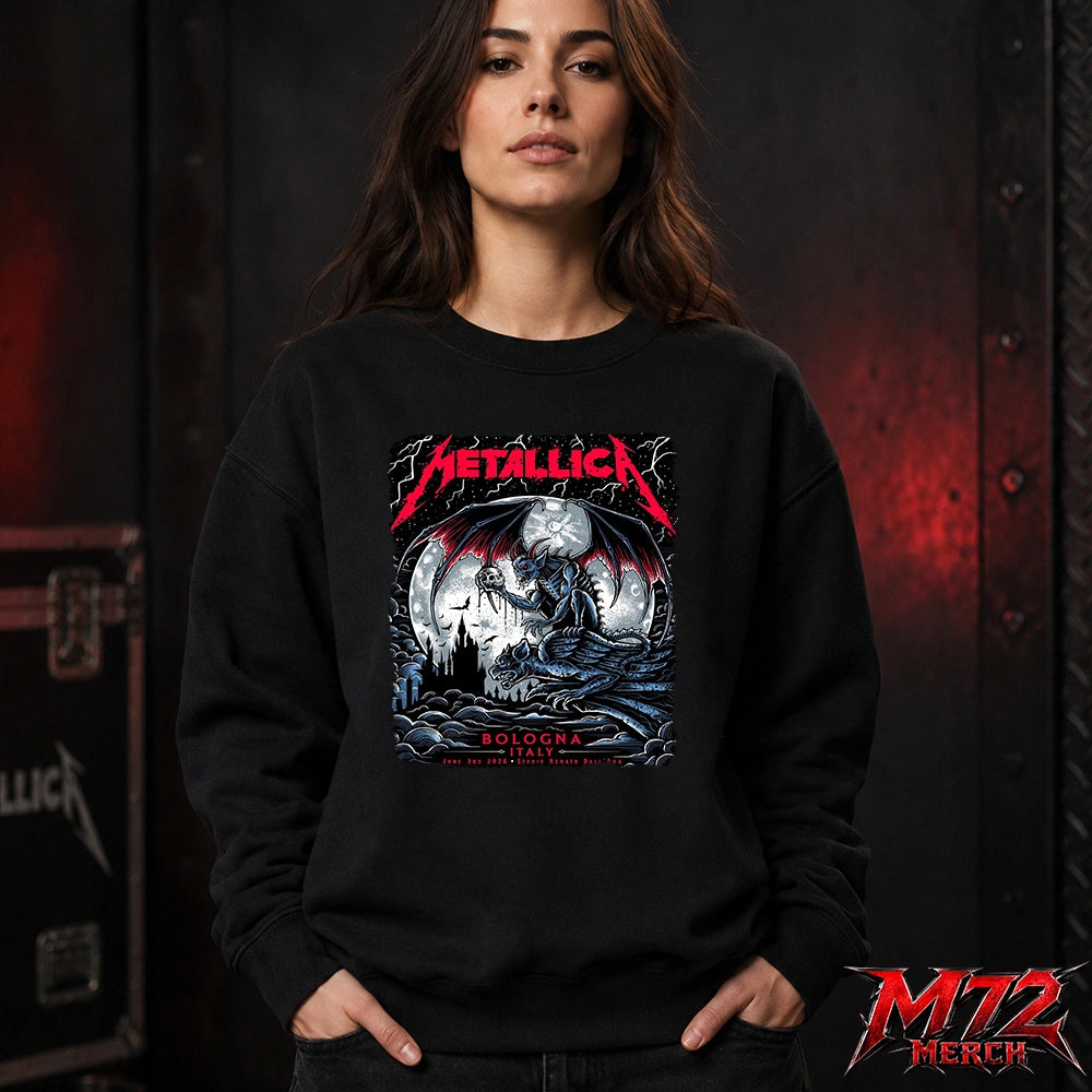 Metallica M72 World Tour June 3 2026 At Stadio Renato Dall’Ara Bologna Italy Gothic Demon Moon By Keith Stanley Sweatshirt