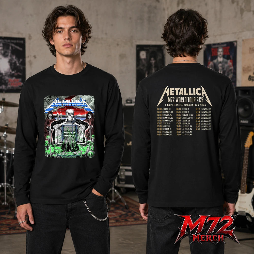 Metallica M72 World Tour May 27 2026 At Stadion Letzigrund Zurich Switzerland Mummy Dagger Eye By Luca Schenardi Two Sided Long Sleeve