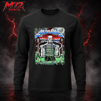 Metallica M72 World Tour May 27 2026 Zurich Switzerland Stadion Letzigrund Long sleeve featuring artwork by Luca Schenardi with mummy dagger eye artwork, neon green details, storm energy, and dark concert art