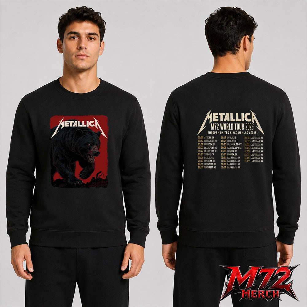 Metallica M72 World Tour May 30 2026 At Olympiastadion Berlin Germany Black Bear Artwork By Janta-Island 2 Side Sweatshirt