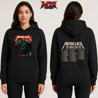 Metallica World Tour M72 June 11 & 13 2026 Budapest Hungary Puskás Aréna Horseman Lightning Two Sided Hoodie