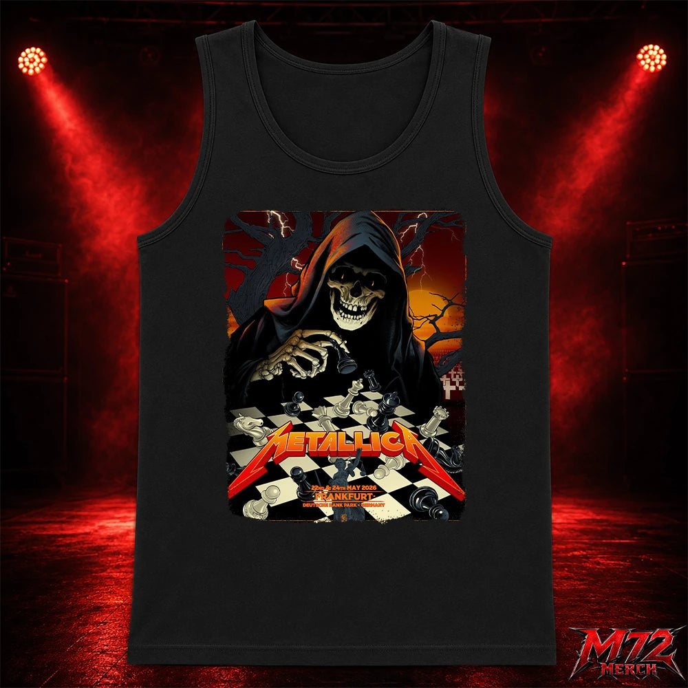 Metallica World Tour M72 May 22 & 24 2026 Frankfurt Germany Deutsche Bank Park Grim Reaper Chess Tank top