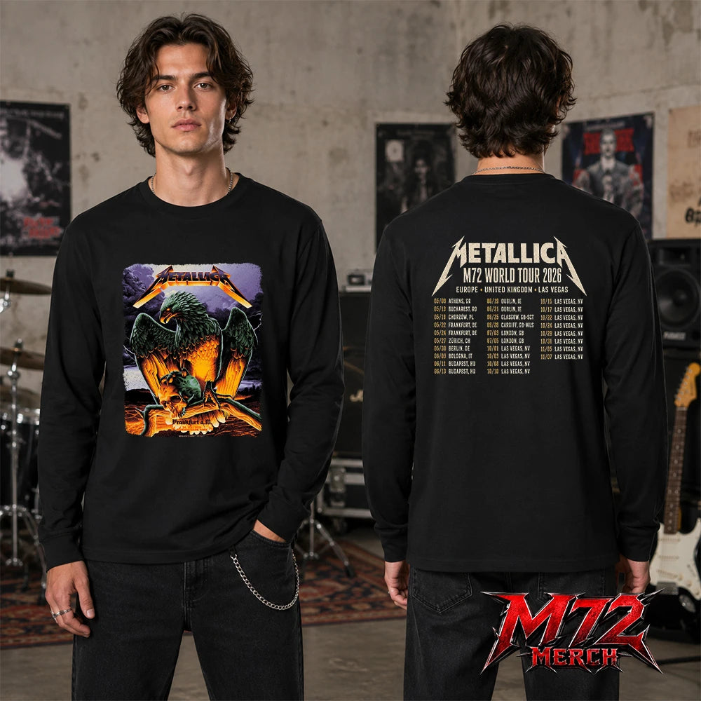 Metallica World Tour M72 May 24 2026 Frankfurt Germany Deutsche Bank Park Eagle Skull Storm Two Sided Long sleeve