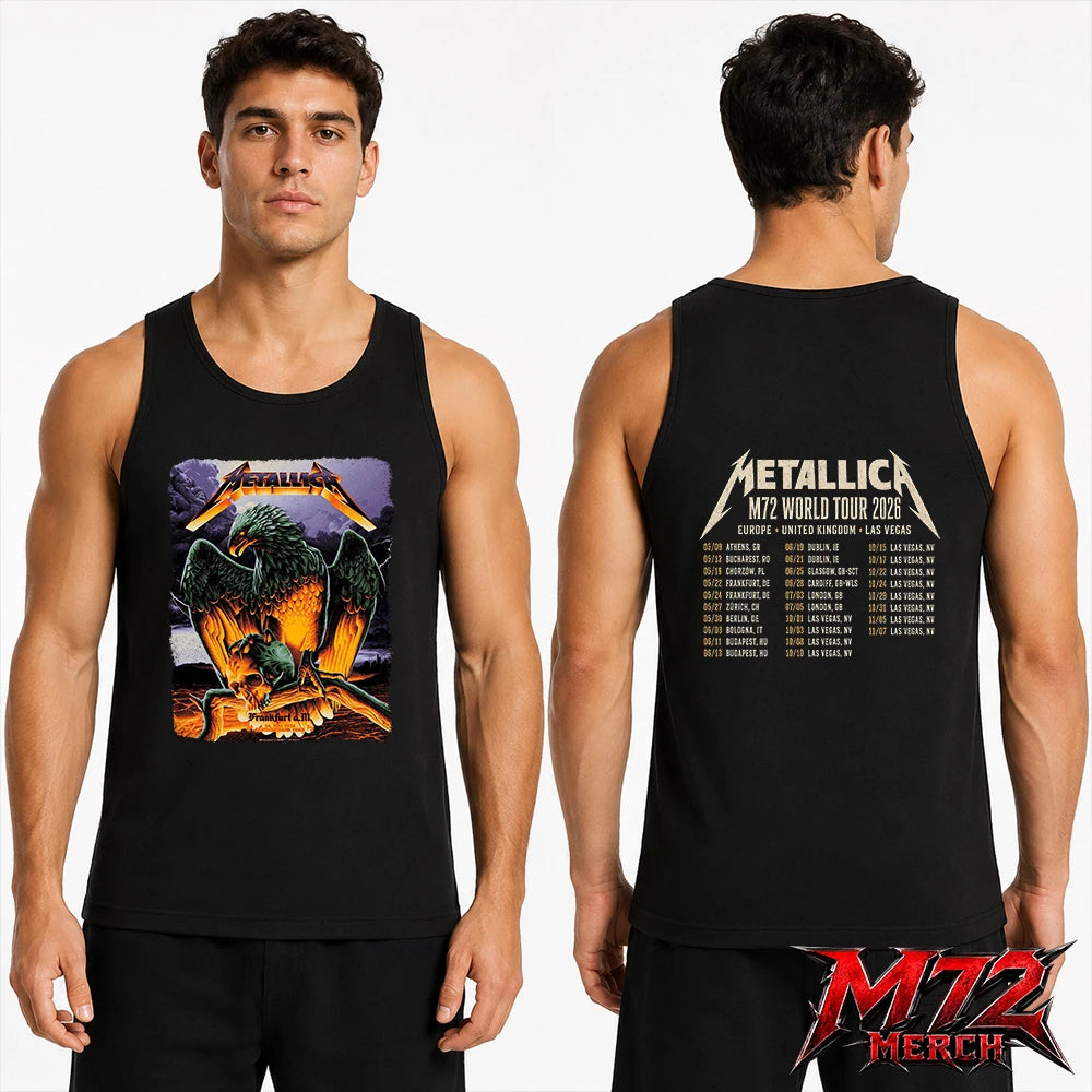 Metallica World Tour M72 May 24 2026 Frankfurt Germany Deutsche Bank Park Eagle Skull Storm Two Sided Tank Top