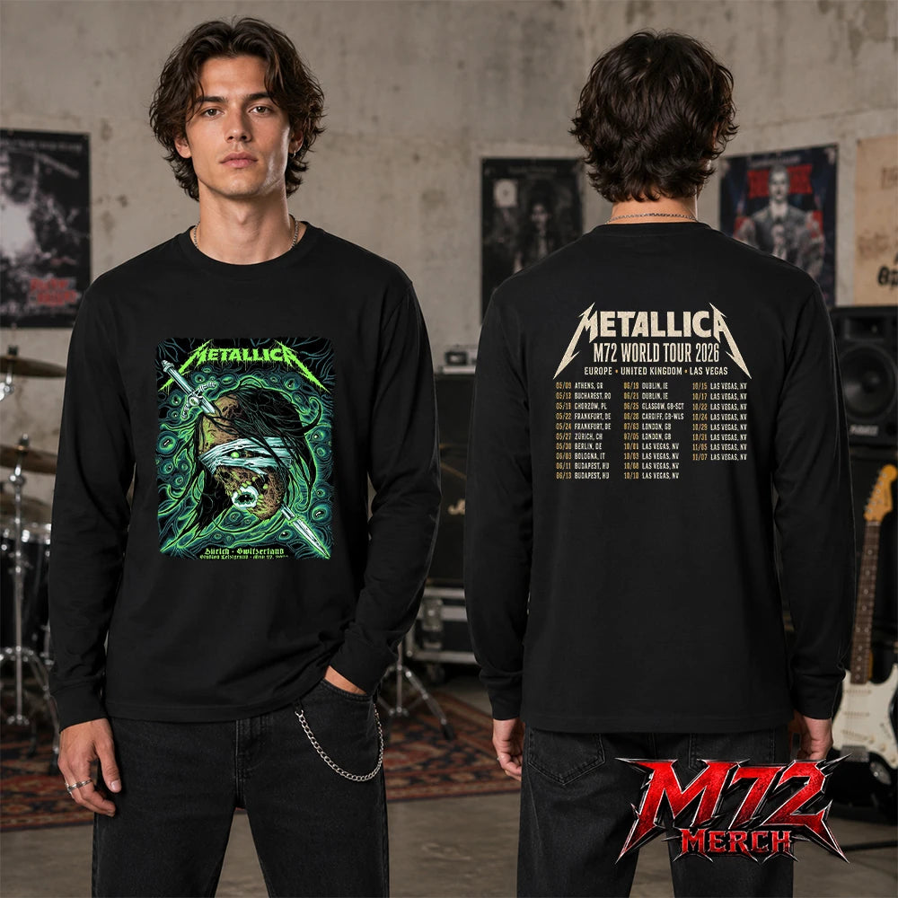 Metallica World Tour M72 May 27 2026 Zürich Switzerland Stadion Letzigrund Mummy Dagger Eye 2 Side Long sleeve