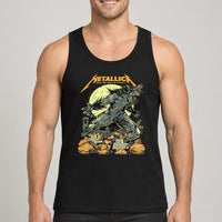 Metallica 2026 Halloween T-shirt by WolfSkullJack featuring a roaring werewolf beneath a full moon with pumpkins, graveyard crosses, bats and Seek The Wolf In Thyself artwork.
