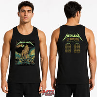 Metallica Life Burns Faster October 22 2026 Sphere Las Vegas United States 2 Side T-Shirt by WolfSkullJack featuring Seek The Wolf In Thyself artwork on the front and Sphere Las Vegas 2026–2027 dates on the back.