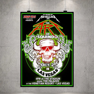 Metallica Life Burns Faster October 2 2026 The Stadium at The Palazzo Las Vegas United States poster canvas by Squindo featuring The Art of Squindo skull, curling tentacles, red graphics and electric green details.