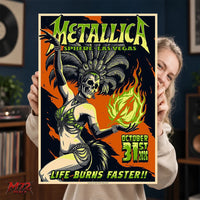 Metallica Life Burns Faster October 31 2026 Sphere Las Vegas Halloween Showgirl poster canvas wall art by Mark5