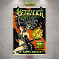 Metallica Life Burns Faster October 31 2026 Sphere Las Vegas Halloween Showgirl poster canvas wall art by Mark5