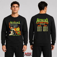 Metallica Life Burns Faster October 31 2026 Sphere Las Vegas United States 2 Side T-Shirt by Mark5 featuring Halloween Showgirl skeleton artwork with green flames on the front and Sphere Las Vegas 2026–2027 residency dates on the back.
