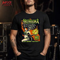 Metallica Life Burns Faster October 31 2026 Sphere Las Vegas United States T-Shirt by Mark5 featuring Halloween Showgirl artwork with a skeleton dancer, feathered headdress and glowing green flame.