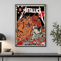 Metallica Life Burns Faster October 8 2026 Sphere Las Vegas United States Poster Canvas featuring casino demons, orange tentacles, poker chips, playing cards and skull artwork.
