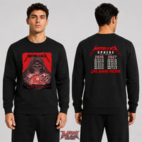 Metallica Life Burns Faster Week 5 October 29 and 31 2026 Sphere Las Vegas United States 2 Side T-Shirt by Pedro Correa featuring Crystal Ball Reaper artwork on the front and Sphere Las Vegas 2026–2027 dates on the back.