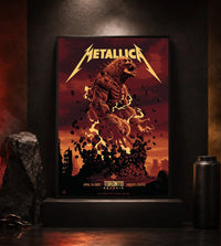 Metallica M72 World Tour April 24 2025 Rogers Centre Toronto Ontario Canada poster canvas by John Guydo featuring a roaring beast rising from shattered rubble with flying debris and Toronto event text.