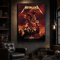 Metallica M72 World Tour April 24 2025 Rogers Centre Toronto Ontario Canada poster canvas by John Guydo featuring a roaring beast rising from shattered rubble with flying debris and Toronto event text.