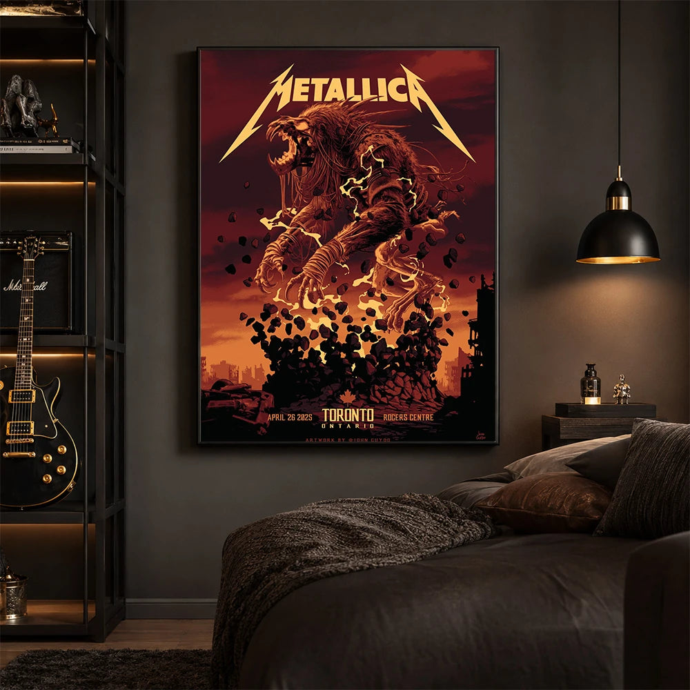 Metallica M72 World Tour April 26 2025 Rogers Centre Toronto Ontario Canada poster canvas by John Guydo featuring a roaring beast rising from shattered debris with Toronto event text.
