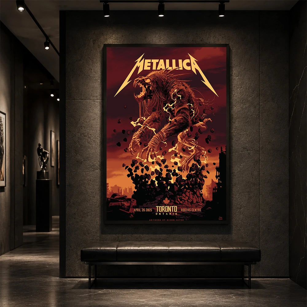 Metallica M72 World Tour April 26 2025 Rogers Centre Toronto Ontario Canada poster canvas by John Guydo featuring a roaring beast rising from shattered debris with Toronto event text.