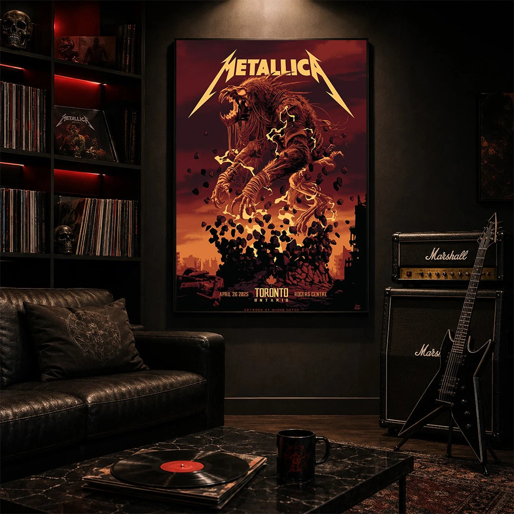 Metallica M72 World Tour April 26 2025 Rogers Centre Toronto Ontario Canada poster canvas by John Guydo featuring a roaring beast rising from shattered debris with Toronto event text.