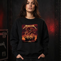 Metallica M72 World Tour April 26 2025 Rogers Centre Toronto Ontario Canada T-shirt by John Guydo featuring a roaring beast rising from shattered debris with flying rocks, fiery red-orange sky and Toronto event text.