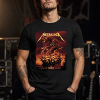 Metallica M72 World Tour April 26 2025 Rogers Centre Toronto Ontario Canada T-shirt by John Guydo featuring a roaring beast rising from shattered debris with flying rocks, fiery red-orange sky and Toronto event text.