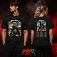 Metallica M72 World Tour July 3 2026 London Stadium London England 2 side T-shirt by Luke Preece featuring a front Grim Reaper Rats design with Tower Bridge and a back M72 World Tour 2026 date list.