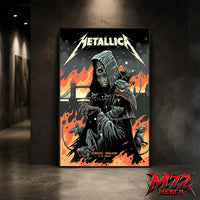Metallica M72 World Tour July 3 2026 London England poster canvas by Luke Preece showing a hooded skeletal grim reaper, rats, Tower Bridge, fiery skyline and London event text.