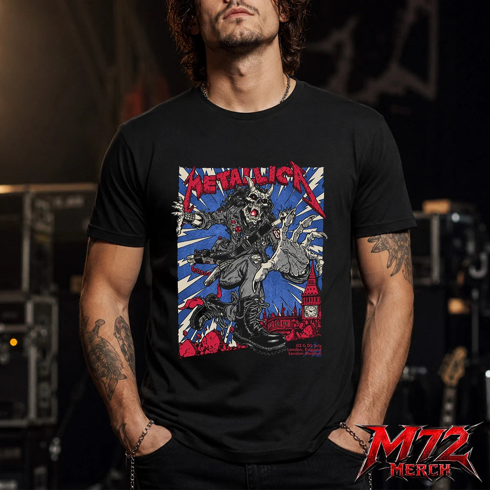 Metallica M72 World Tour July 3 & 5 2026 At London Stadium London England Demon Punk Artwork By Puis Calzada T-Shirt