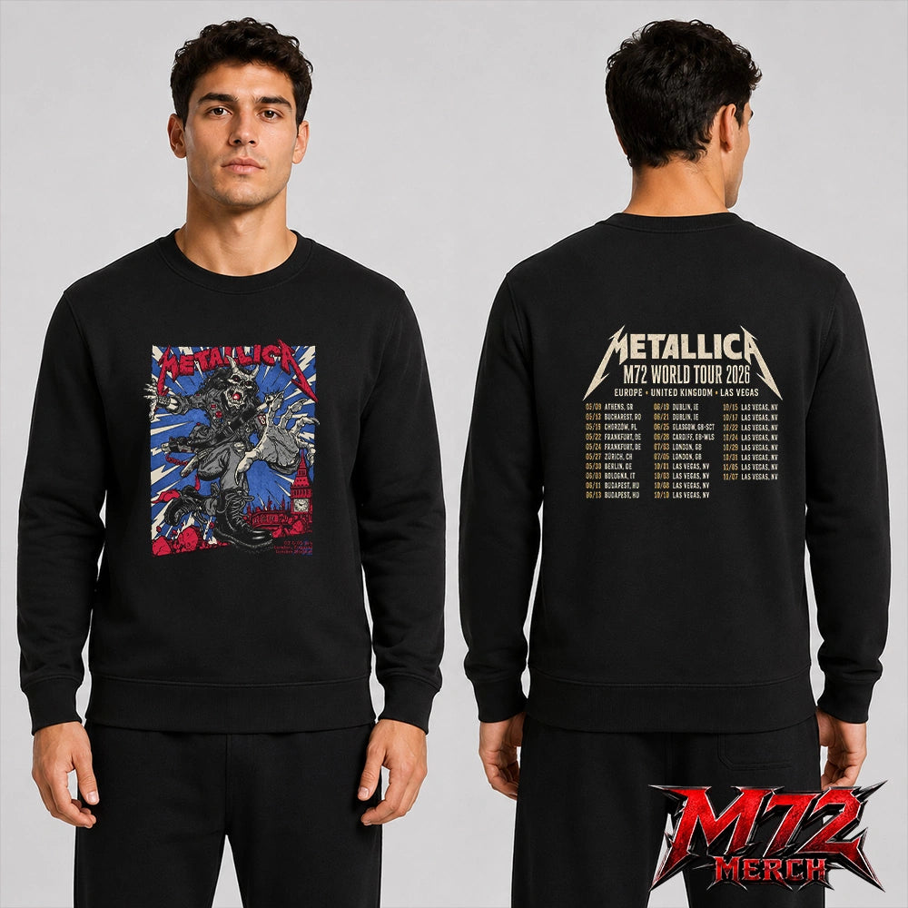 Metallica M72 World Tour July 3 & 5 2026 At London Stadium London England Demon Punk Artwork By Puis Calzada Two Sided Sweatshirt