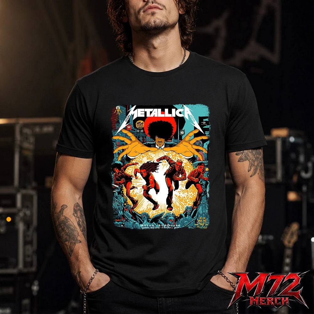 Metallica M72 World Tour June 19 2026 At Aviva Stadium Dublin Ireland Chase Scene Artwork T-Shirt