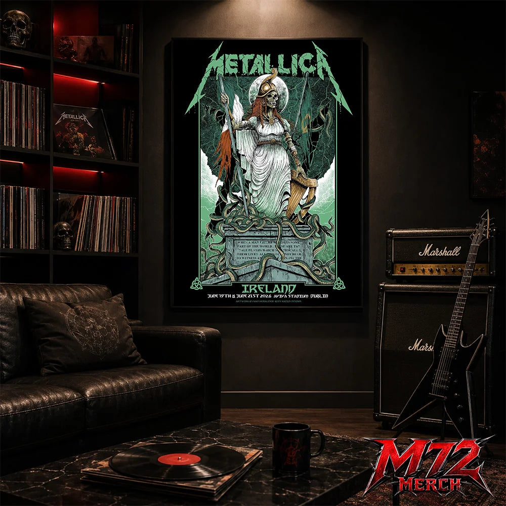 Metallica M72 World Tour June 19 And June 21 2026 At Aviva Stadium Dublin Ireland Skeleton Warrior Artwork By Gary Ronaldson Poster Canvas