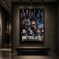 Metallica M72 World Tour June 20 2025 Levi's Stadium Santa Clara California United States poster canvas by Brandon Heart featuring skulls, melting red candles, a horned skull altar, ghostly cloaked figures, dark smoke and Santa Clara event text.