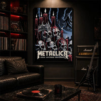 Metallica M72 World Tour June 20 2025 Levi's Stadium Santa Clara California United States poster canvas by Brandon Heart featuring skulls, melting red candles, a horned skull altar, ghostly cloaked figures, dark smoke and Santa Clara event text.