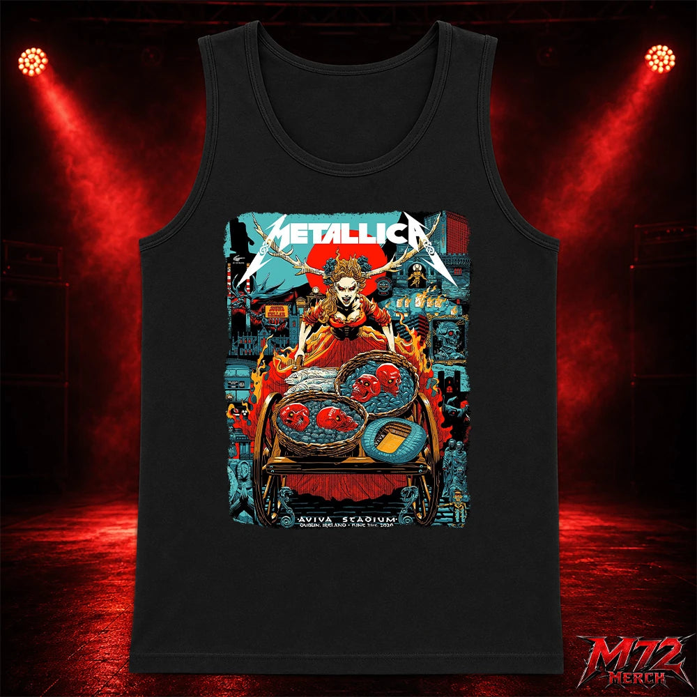Metallica M72 World Tour June 21 2026 At Aviva Stadium Dublin Ireland Fire Queen Cart Artwork Tank top