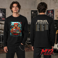Metallica M72 World Tour June 21 2026 At Aviva Stadium Dublin Ireland Fire Queen Cart Artwork Two Sided Long sleeve