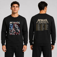 Metallica M72 World Tour June 22 2025 Levi's Stadium Santa Clara California United States 2 side T-shirt by Brandon Heart featuring a skull-faced priestess in a red hood, melting red candles, skulls, ghostly cloaked figures, full moon and M72 tour back print.
