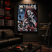 Metallica M72 World Tour June 22 2025 Levi's Stadium Santa Clara California United States poster canvas by Brandon Heart featuring a skull-faced priestess in a red hood, melting candles, skulls, ghostly cloaked figures, full moon and Santa Clara event text.
