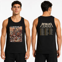 Metallica M72 World Tour June 27 2025 Empower Field At Mile High Denver Colorado United States 2 side T-shirt by Juan Ma Orozco featuring skull-faced warriors riding armored bears, skulls, bones, mountain scenery and M72 tour back print.