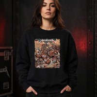 Metallica M72 World Tour June 27 2025 Empower Field At Mile High Denver Colorado United States T-shirt by Juan Ma Orozco featuring skull-faced warriors riding armored bears, skulls, bones, mountain scenery and Denver event text.
