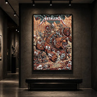 Metallica M72 World Tour June 27 2025 Empower Field At Mile High Denver Colorado United States poster canvas featuring skull-faced warriors riding armored bears, smaller bear creatures, bones, skulls, mountain scenery and Denver event text.