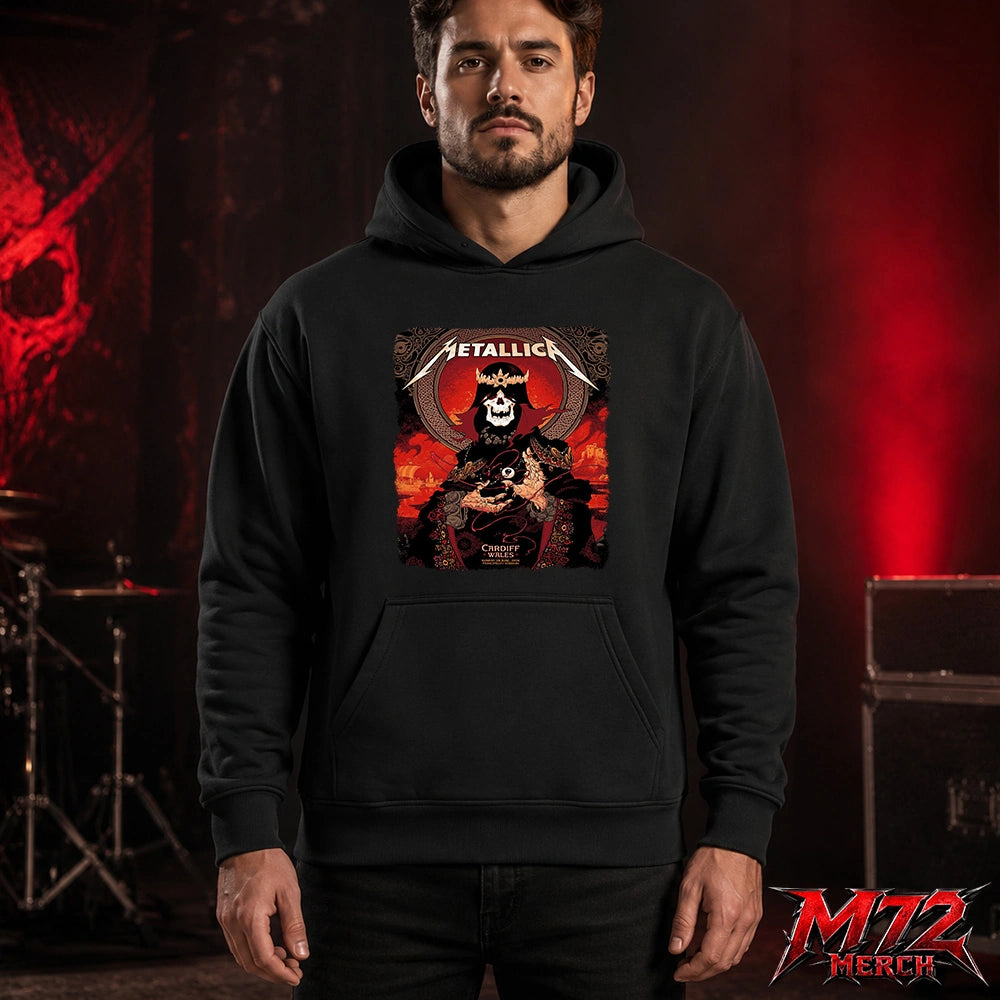 Metallica M72 World Tour June 28 2026 At Principality Stadium Cardiff Wales Grim King Artwork By Peter Diamond Hoodie
