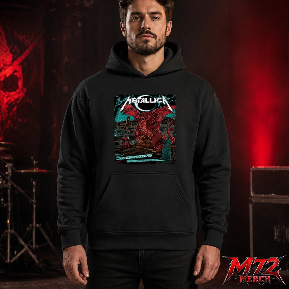 Metallica M72 World Tour June 28 2026 At Principality Stadium Cardiff Wales Red Dragon Artwork By The Duchess Of Dark Hoodie