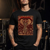 Metallica M72 World Tour June 3 2025 Mercedes-Benz Stadium Atlanta Georgia United States T-shirt by Dave Quiggle featuring a winged skeletal queen with a spiked crown, skull-tipped weapons, skulls, bones, flames and Atlanta event text.
