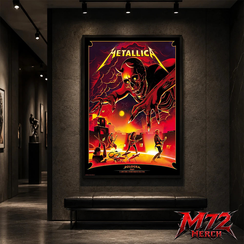 Metallica M72 World Tour June 3 2026 At Stadio Renato Dall’Ara Bologna Italy Demon Stage Artwork By Nino Cammarata Poster Canvas