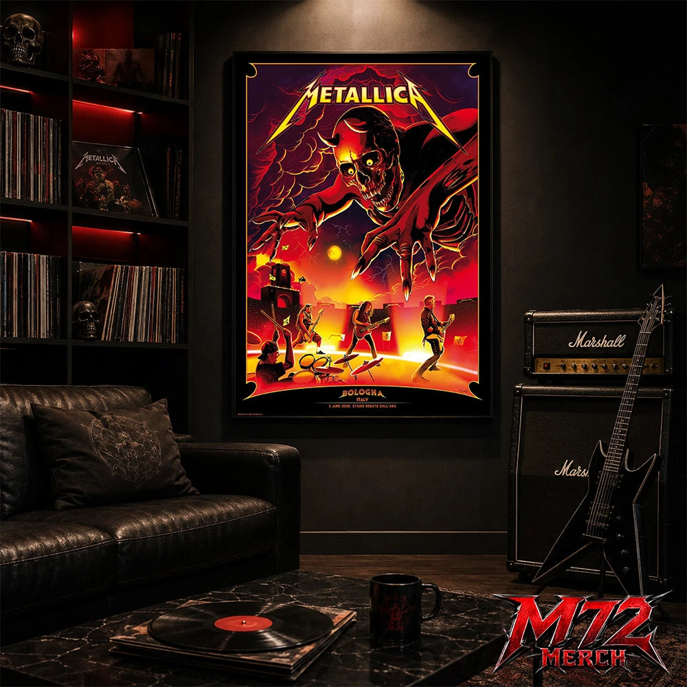 Metallica M72 World Tour June 3 2026 At Stadio Renato Dall’Ara Bologna Italy Demon Stage Artwork By Nino Cammarata Poster Canvas