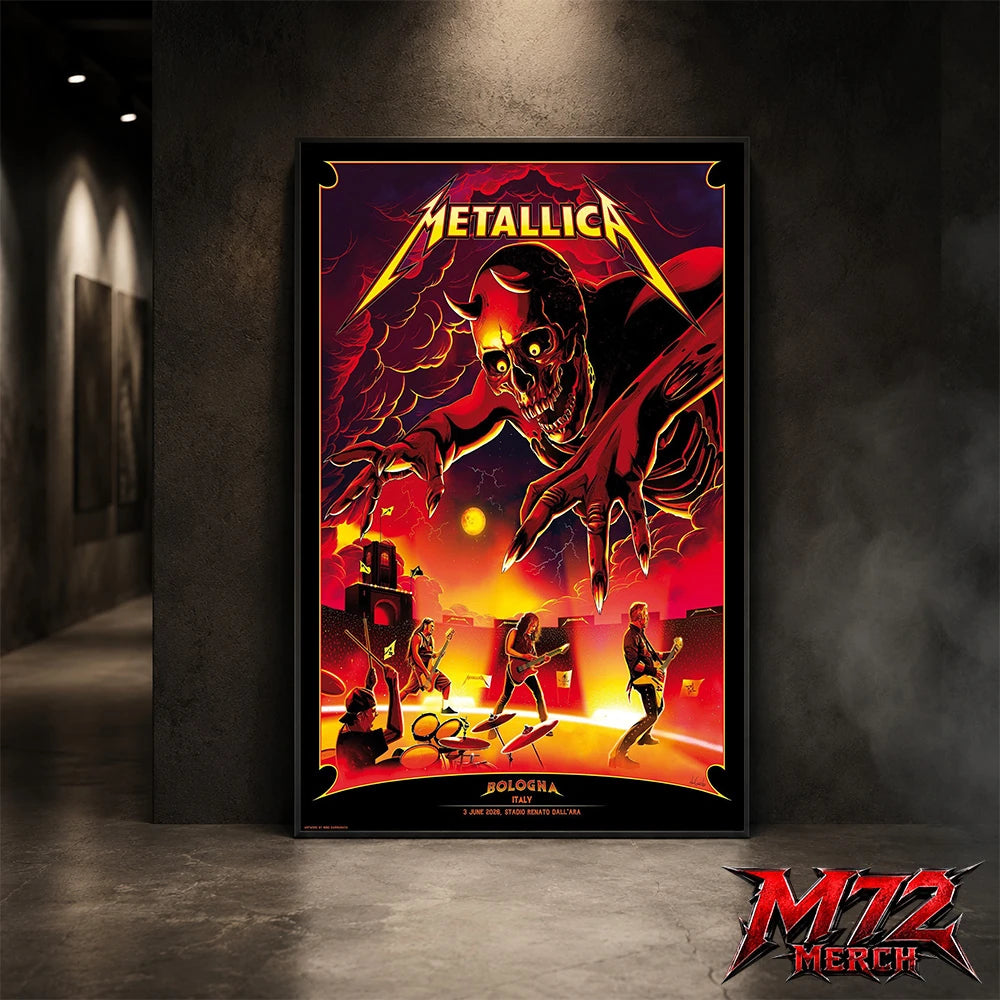 Metallica M72 World Tour June 3 2026 At Stadio Renato Dall’Ara Bologna Italy Demon Stage Artwork By Nino Cammarata Poster Canvas