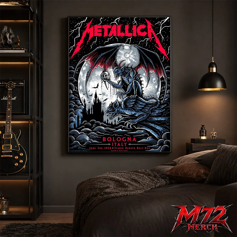 Metallica M72 World Tour June 3 2026 At Stadio Renato Dall’Ara Bologna Italy Gargoyle Moon Artwork By Keith Stanley Poster Canvas
