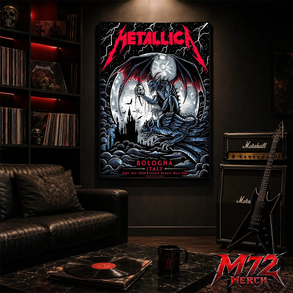 Metallica M72 World Tour June 3 2026 At Stadio Renato Dall’Ara Bologna Italy Gargoyle Moon Artwork By Keith Stanley Poster Canvas