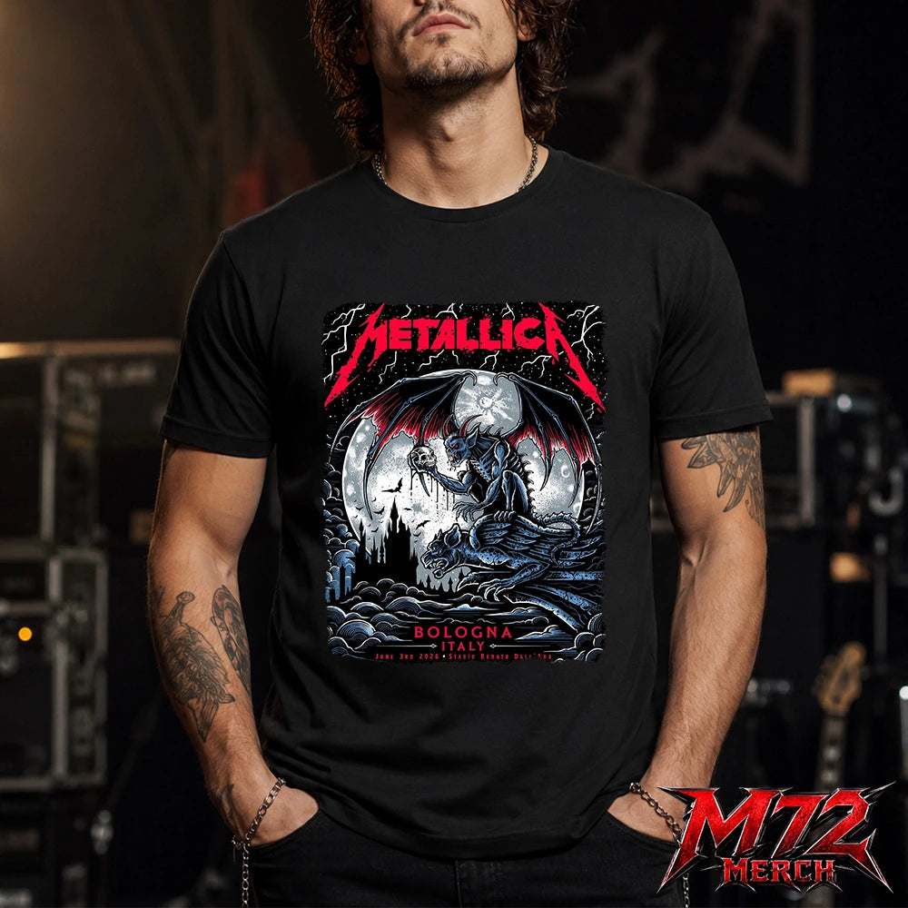 Metallica M72 World Tour June 3 2026 At Stadio Renato Dall’Ara Bologna Italy Gothic Demon Moon By Keith Stanley T-Shirt